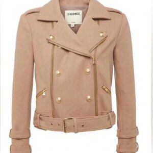 L’Agence NWT Wool Moto Jacket Beige